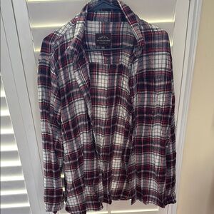 Plaid Button Down Shirt - Red and White